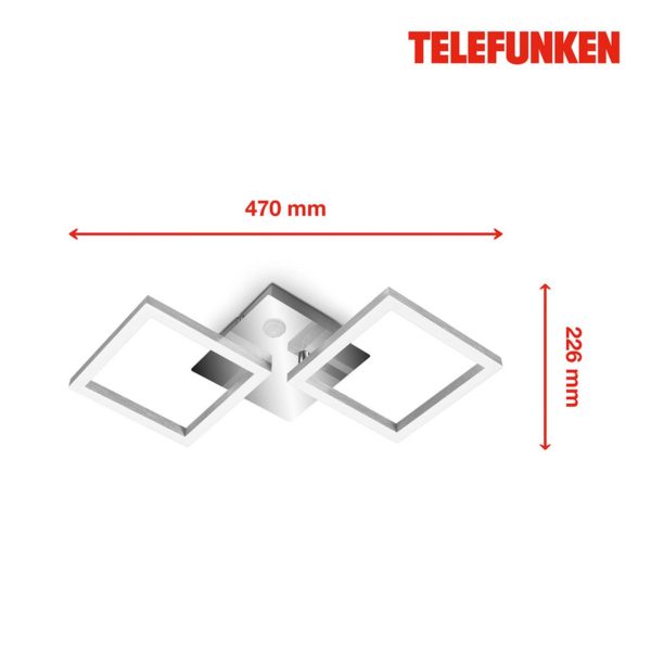 Telefunken Plafonnier à capteur LED Frame chromé/alu 47×23 cm Telefunken