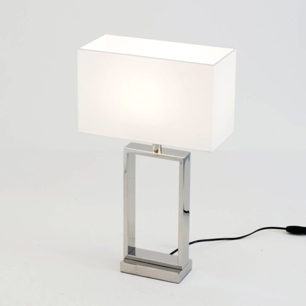 Holländer Lampe à poser Sprazzo, pied argenté, tissu blanc Holländer