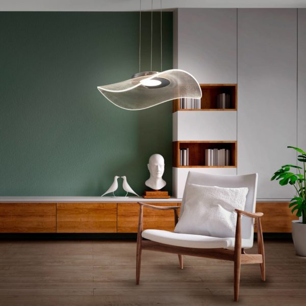 Schuller Valencia Suspension LED Vento, chromée/transparente Schuller Valencia