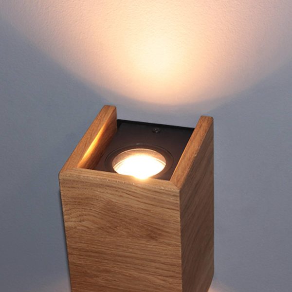 FISCHER & HONSEL Applique LED Shine-Wood chêne 2xGU10 10x18 cm FISCHER & HONSEL