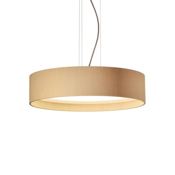 Domus Suspension LED LARAwood L, chêne blanc, Ø 55 cm Domus