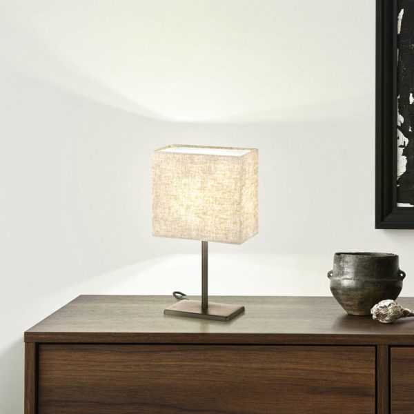 FH Lighting Lampe de table Kate abat-jour tissu, sable FH Lighting