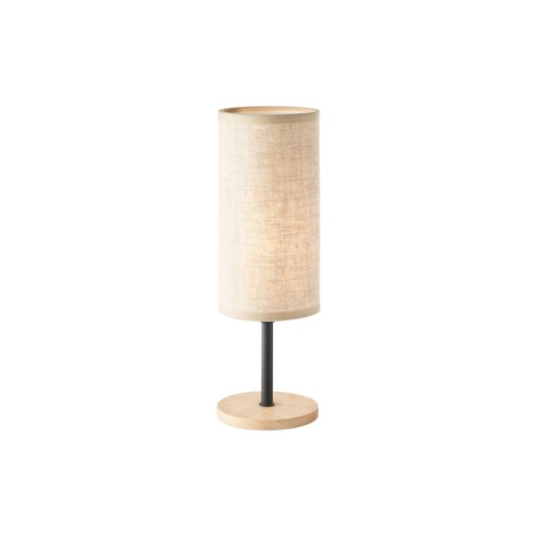FH Lighting Lampe de table Kira, tissu, noire/chêne naturel FH Lighting