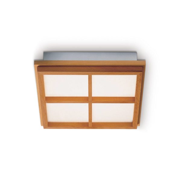 Domus Plafonnier LED Kioto 4 en hêtre, 4 cases Domus