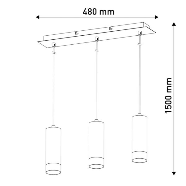 Näve Suspension Fridu, noire, à 3 lampes, linéaire Näve