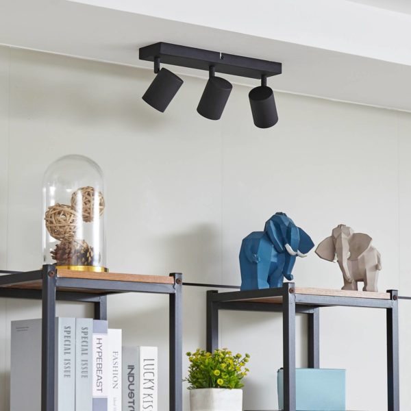 Lindby Jorell spot plafond large, noir, 3 lampes LINDBY