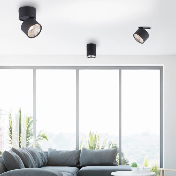 PURE Nola plafonnier LED à 1 lampe noir Pure