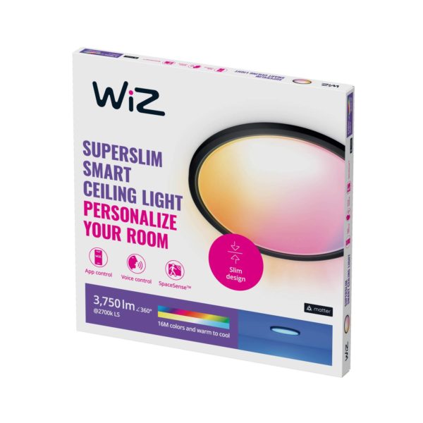 Plafonnier LED WiZ SuperSlim RGBW Ø54cm noir WiZ