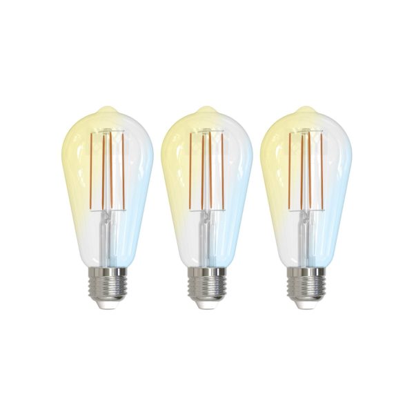 LUUMR Smart LED, E27, ST64, 7W, ZigBee, Tuya, claire, set de 3 pièces LUUMR