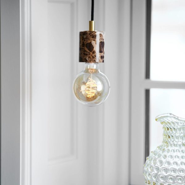 Nordlux Suspension Siv avec cylindre en marbre, marron Nordlux