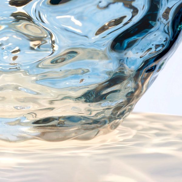 Quintiesse Lampe de table Samara, Ø 45,7 cm, bleu, tissu, verre, à 2 lampes Quintiesse