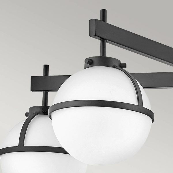 HINKLEY Plafonnier Hollis, à 5 lampes, noir/opale HINKLEY