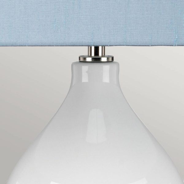 Elstead Lampe de table en tissu Isla nickel poli/bleu ELSTEAD