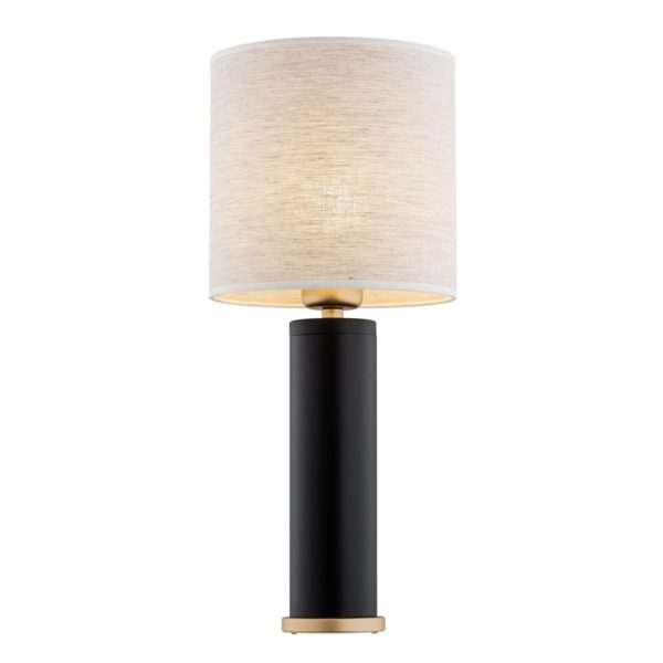 Argon Lampe à poser Romina abat-jour en lin, pied noir Argon