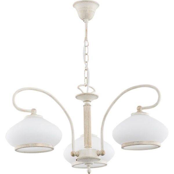 Alfa Lustre Astoria, abat-jour verre, à 3 lampes, blanc Alfa