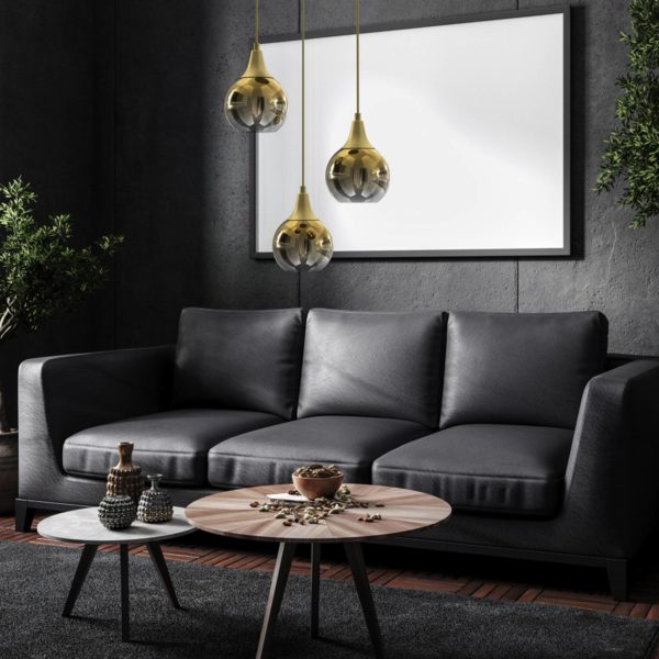 Eko-Light Suspension Monte, à 3 lampes, ronde, dorée Eko-Light