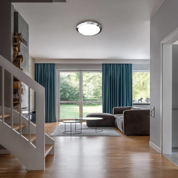 Briloner Plafonnier d’extérieur LED 3766018 IP44, chromé Briloner