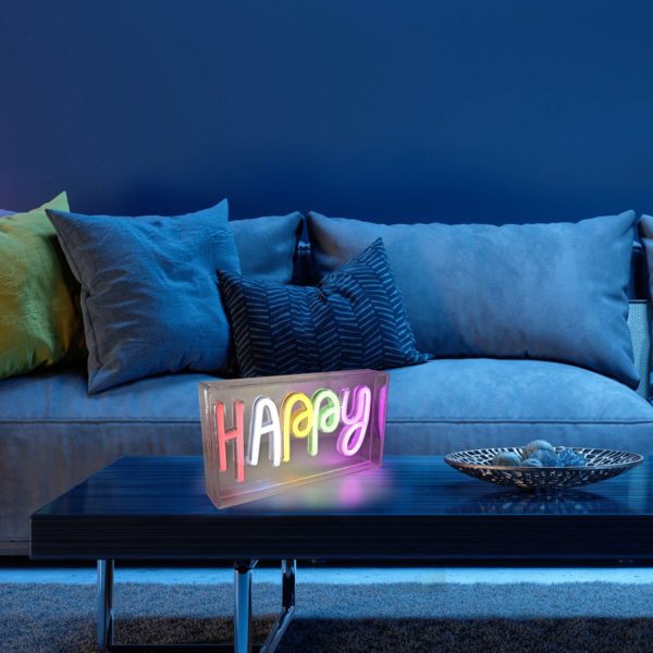 JUST LIGHT. Lampe de table LED Neon Happy, USB JUST LIGHT.