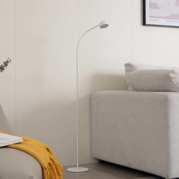 Lindby LED lampe sur pied Maori, blanc, CCT, intensité variable, USB LINDBY