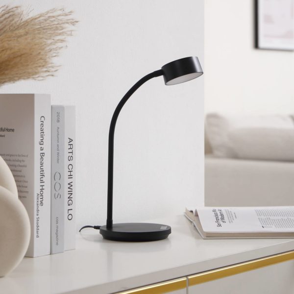 Lindby LED lampe de table Maori, noir, CCT, intensité variable, USB LINDBY