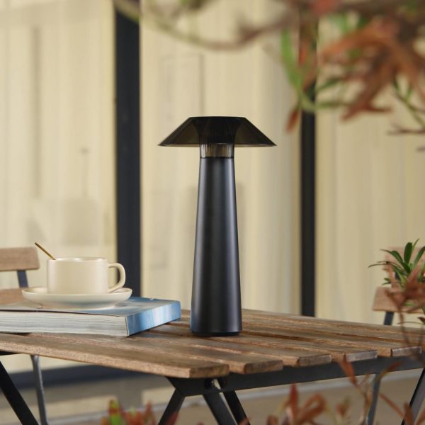 Lampe d’extérieur LED à accu Lindby Gomba, noir, intensité variable LINDBY