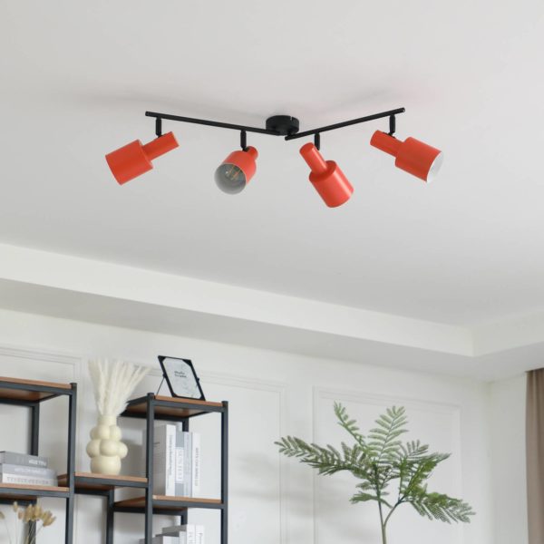 Lindby spot pour plafond Ovelia, orange/noir, long, 4 lampes LINDBY