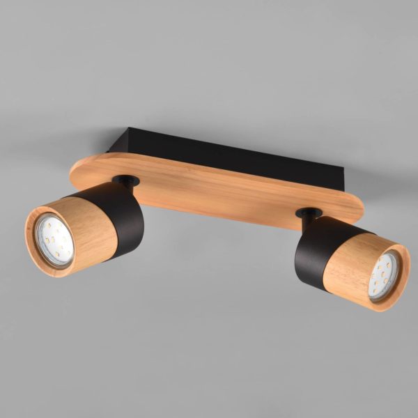 Trio Lighting Spot pour plafond Aruni en bois à 2 lampes noir Trio Lighting