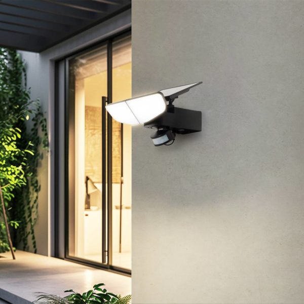 Applique murale solaire LED Lindby Naelin, détecteur de mouvement LINDBY