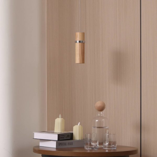 Lucande Nojus Suspension LED, bois Up&Down 1 lampe. LUCANDE