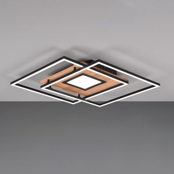 Trio Lighting Plafonnier LED Via CCT dim télécommande bois/noir Trio Lighting