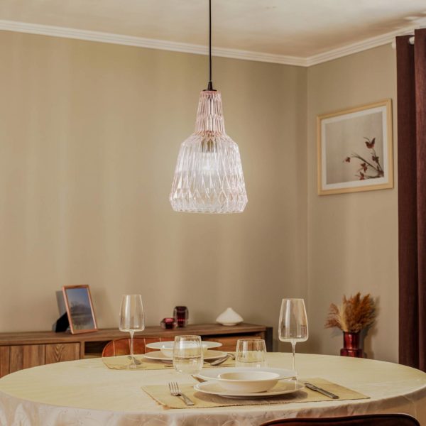 Lindby Belarion suspension, rose, x1, verre LINDBY
