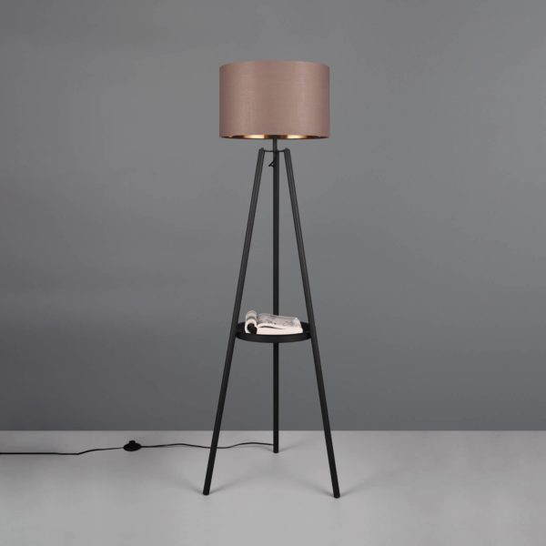 Reality Leuchten Lampe sur pied Colette, trépied, noire/taupe Reality Leuchten