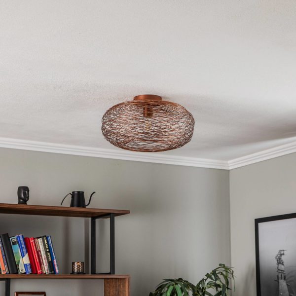 Lindby plafonnier Kaviya, cuivre, fer, Ø 40 cm LINDBY
