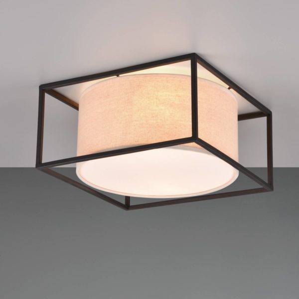 Trio Lighting Plafonnier Ross avec abat-jour en tissu, 30 x 30 cm Trio Lighting