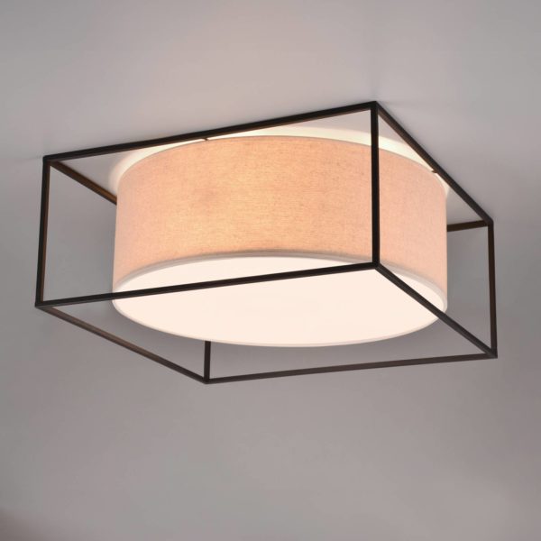 Trio Lighting Plafonnier Ross avec abat-jour en tissu, 50 x 50 cm Trio Lighting