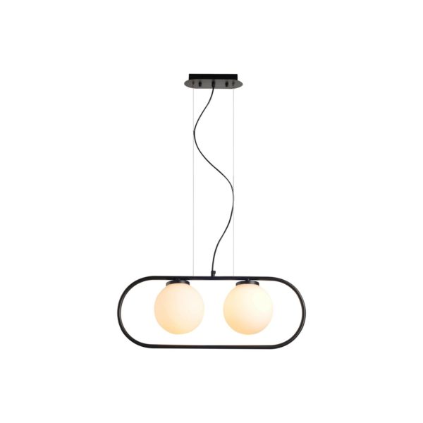 Aluminor Tacatac suspension, 2 abat-jour en verre Aluminor