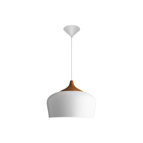Aluminor Voltige suspension, blanche, détails bois Aluminor