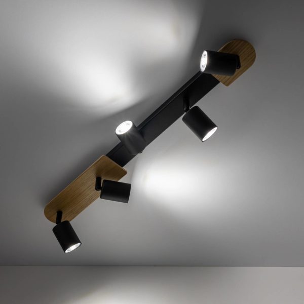TK Lighting Spot pour plafond Cover Wood, à 5 lampes TK Lighting