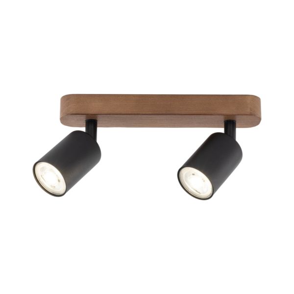 TK Lighting Spot pour plafond Subrin, noyer, à 2 lampes TK Lighting