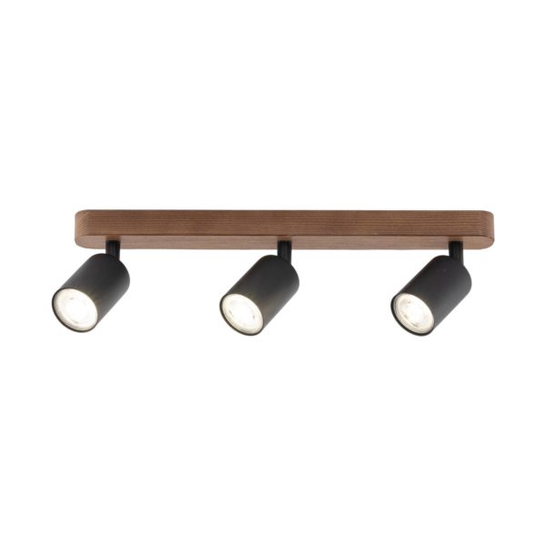 TK Lighting Spot pour plafond Subrin, noyer, à 3 lampes TK Lighting