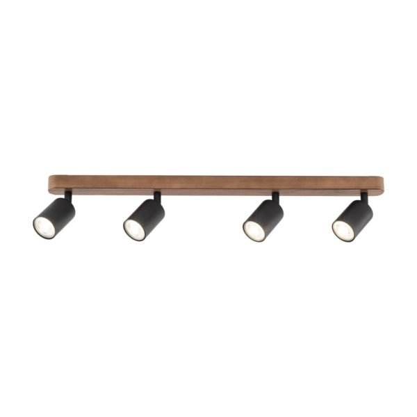 Euluna Spot pour plafond Subrin, noyer, à 4 lampes Euluna