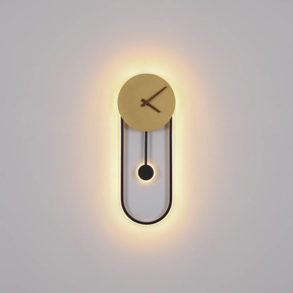 Globo Applique LED Sussy, horloge, noire/dorée Globo