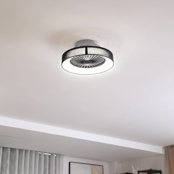 Lindby Ventilateur de plafond LED Mace, noir, silencieux, Ø 47 cm LINDBY