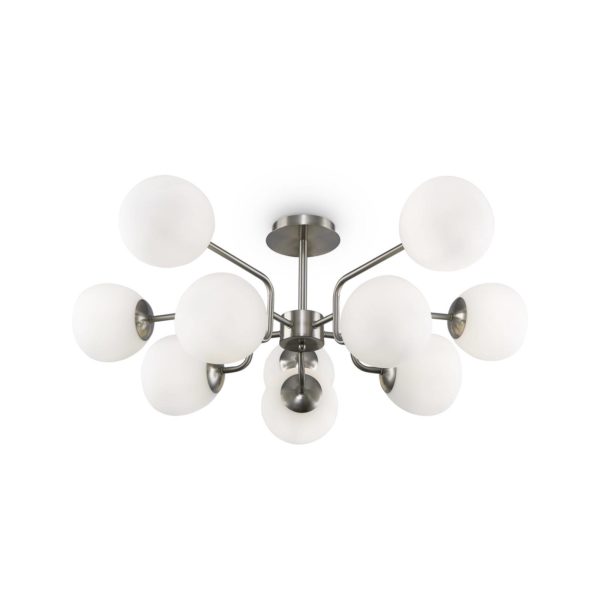 Maytoni Erich plafonnier, à 10 lampes, nickel Maytoni