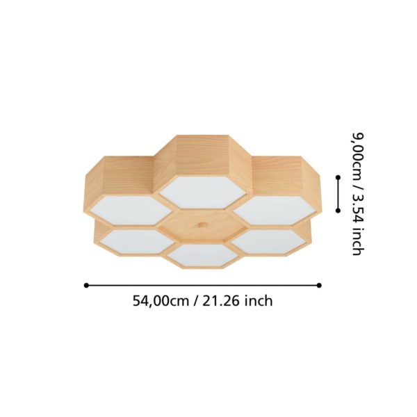 EGLO Plafonnier Mirlas en bois, à 6 lampes EGLO