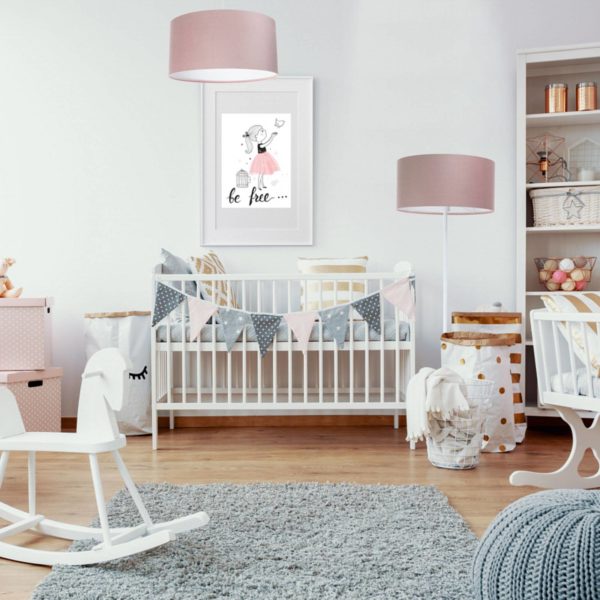 Euluna Suspension Rosabelle cylindre rose 1 lampe Ø 50 cm Euluna
