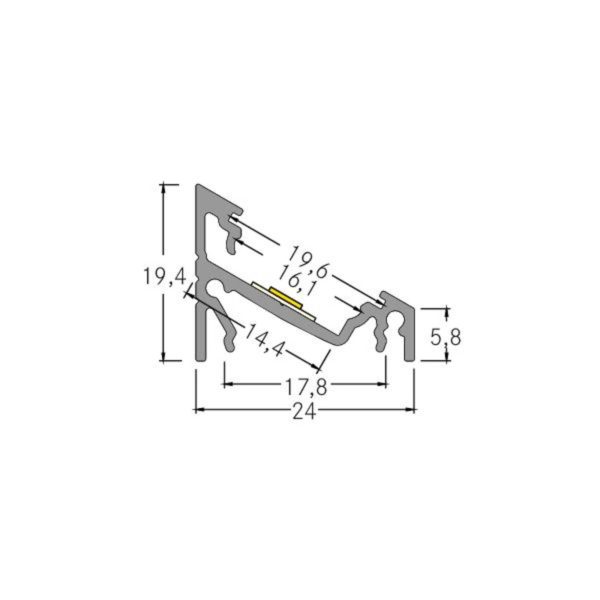 Profilé d’angle rapporté BRUMBERG, longueur 2 mètres, aluminium BRUMBERG