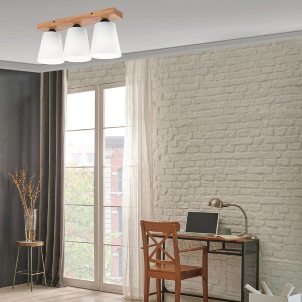 Envostar Risco plafonnier à 3 lampes abat-jour tissu blanc Envostar