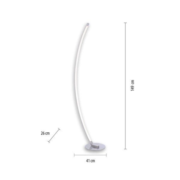 JUST LIGHT. Lampadaire LED Bella, arqué, pied rond, acier JUST LIGHT.