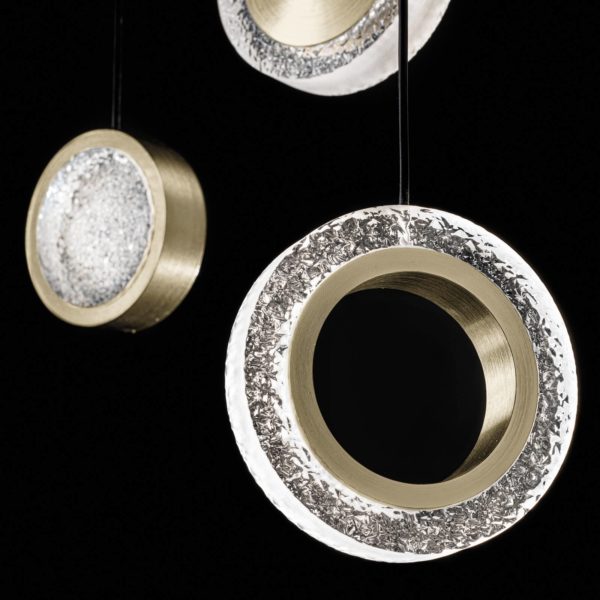 Sil-Lux Suspension LED Yo-Yo, à 6 lampes, noire/dorée Sil-Lux